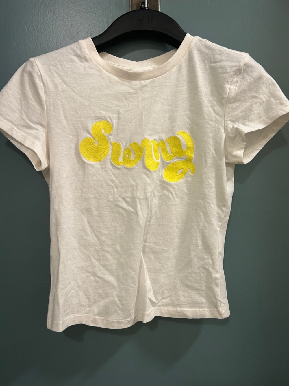 H&M Women’s Off-white ‘Sunny' Graphic Short-sleeve Tee BRAND NEW TAG Size XS